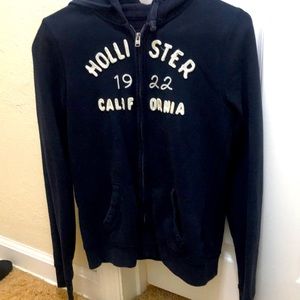 Large navy blue zip up sweatshirt Hollister